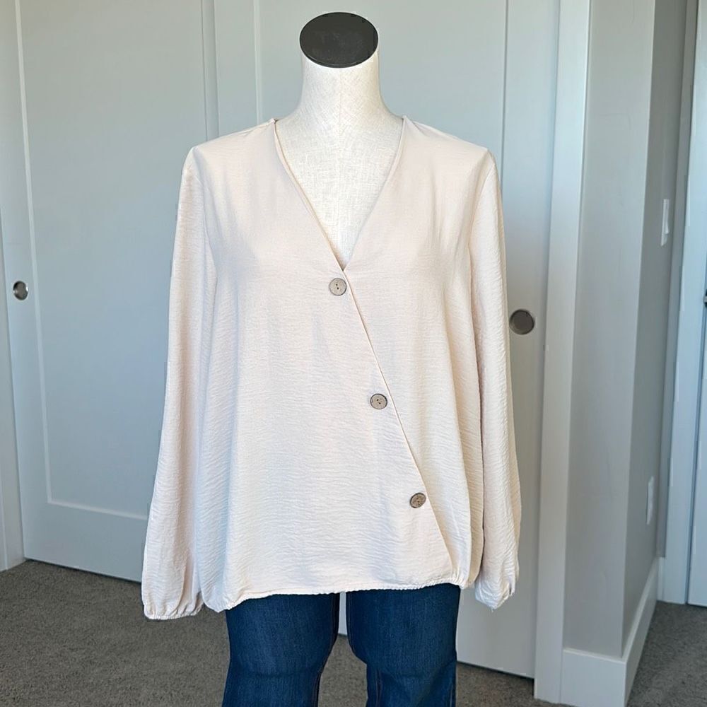 Fred David Tan Button Blouse-NWT